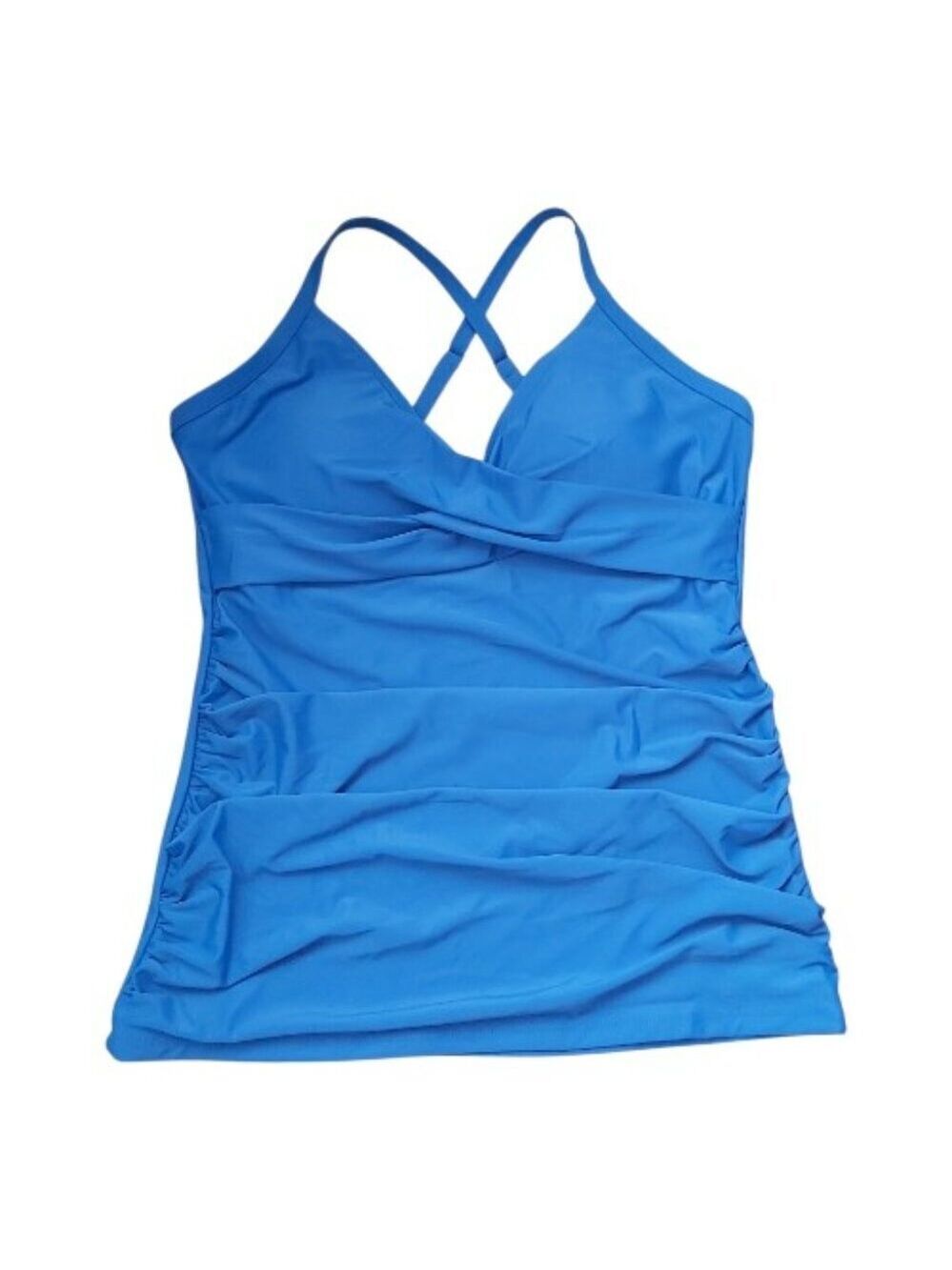 RELLECIGA Royal Blue Tankini Top Large Adjustable Straps Built-in Soft Cup Bra